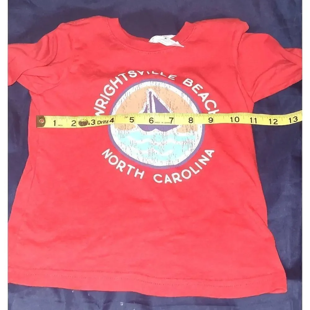 WRIGHTSVILLE BEACH NORTH CAROLINA Kids long sleeve red t shirt Size 2. Rabbit Sk